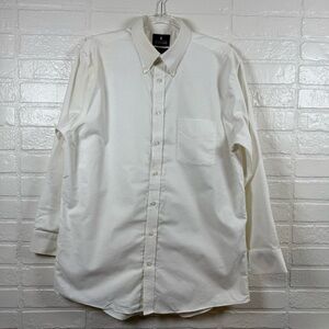 Stafford Dress Shirt Men 16.5 32-33 White Regular Fit Travel Wrinkle Free Oxford